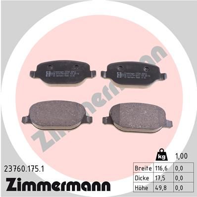 Brake Pad Set, disc brake ZIMMERMANN 23760.175.1