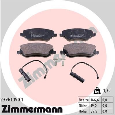 ZIMMERMANN 23761.190.1 Brake Pad Set, disc brake