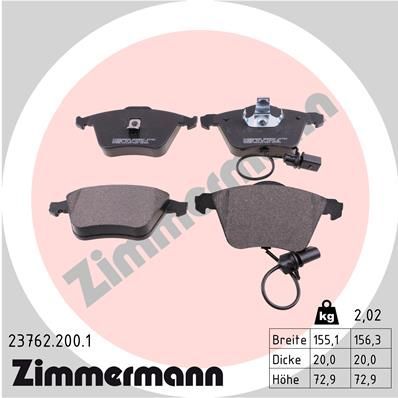 ZIMMERMANN 23762.200.1 Brake Pad Set, disc brake