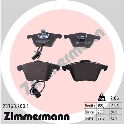 ZIMMERMANN 23763.200.1 Brake Pad Set, disc brake