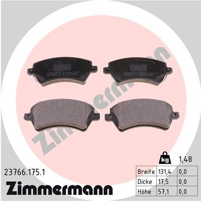 ZIMMERMANN 23766.175.1 Brake Pad Set, disc brake