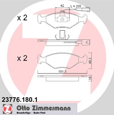 Brake Pad Set, disc brake ZIMMERMANN 23776.180.1