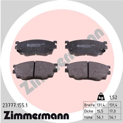 ZIMMERMANN 23777.155.1 Brake Pad Set, disc brake