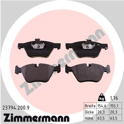 ZIMMERMANN 23794.200.9 Brake Pad Set, disc brake