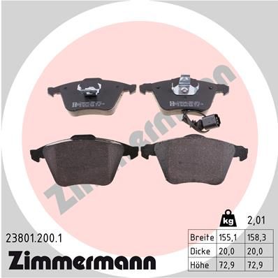 ZIMMERMANN 23801.200.1 Brake Pad Set, disc brake