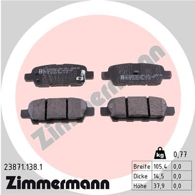 Brake Pad Set, disc brake ZIMMERMANN 23871.138.1