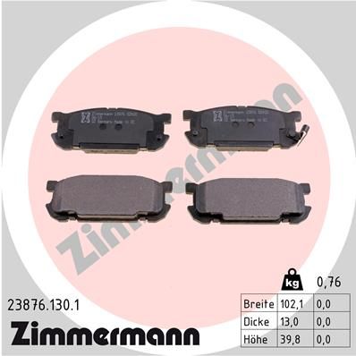 Brake Pad Set, disc brake ZIMMERMANN 23876.130.1