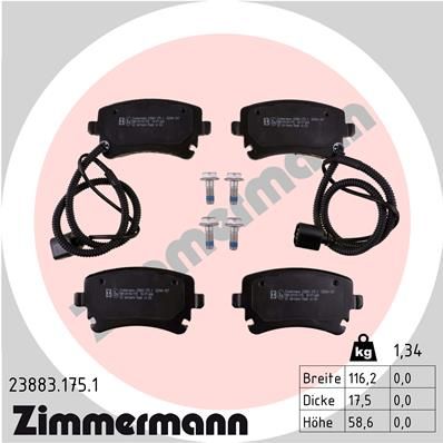 ZIMMERMANN 23883.175.1 Brake Pad Set, disc brake