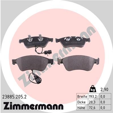 ZIMMERMANN 23885.205.2 Brake Pad Set, disc brake