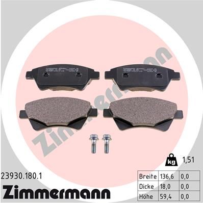 ZIMMERMANN 23930.180.1 Brake Pad Set, disc brake