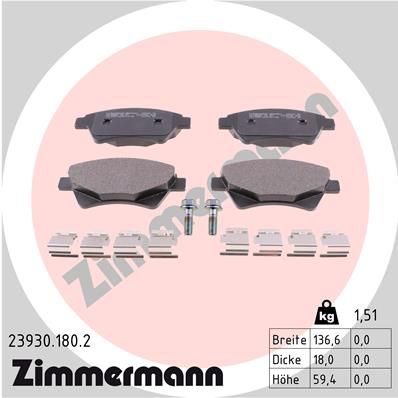 ZIMMERMANN 23930.180.2 Brake Pad Set, disc brake
