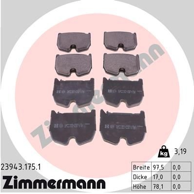 ZIMMERMANN 23943.175.1 Brake Pad Set, disc brake