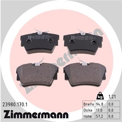 ZIMMERMANN 23980.170.1 Brake Pad Set, disc brake