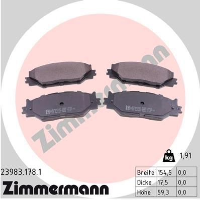 ZIMMERMANN 23983.178.1 Brake Pad Set, disc brake