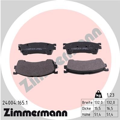 ZIMMERMANN 24004.165.1 Brake Pad Set, disc brake