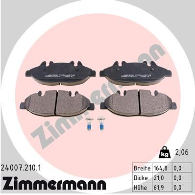 ZIMMERMANN 24007.210.1 Brake Pad Set, disc brake