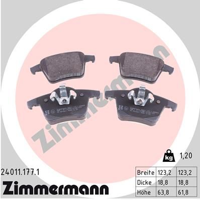 ZIMMERMANN 24011.177.1 Brake Pad Set, disc brake