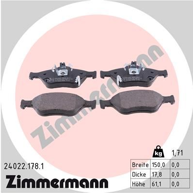 ZIMMERMANN 24022.178.1 Brake Pad Set, disc brake