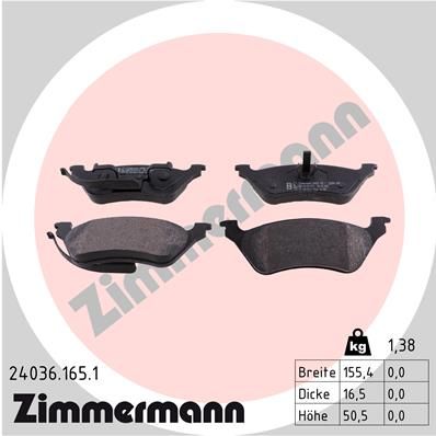 ZIMMERMANN 24036.165.1 Brake Pad Set, disc brake