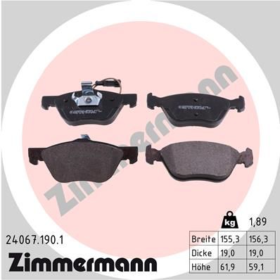 ZIMMERMANN 24067.190.1 Brake Pad Set, disc brake