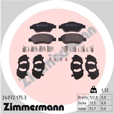 ZIMMERMANN 24072.175.3 Brake Pad Set, disc brake