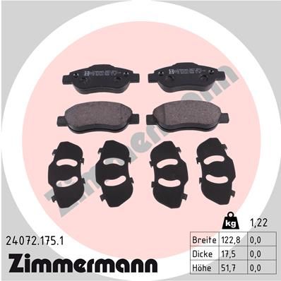 ZIMMERMANN 24072.175.1 Brake Pad Set, disc brake
