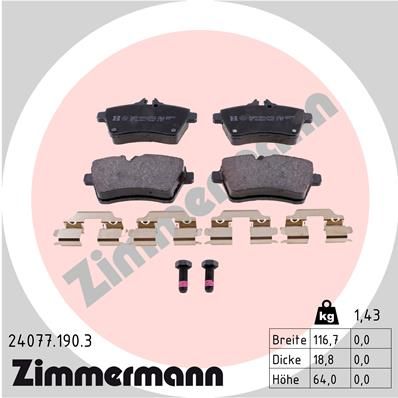 ZIMMERMANN 24077.190.3 Brake Pad Set, disc brake