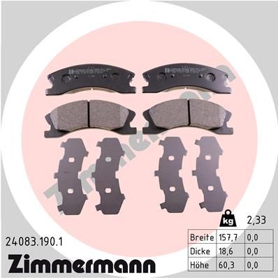 ZIMMERMANN 24083.190.1 Brake Pad Set, disc brake