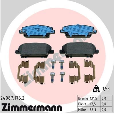 ZIMMERMANN 24087.175.2 Brake Pad Set, disc brake