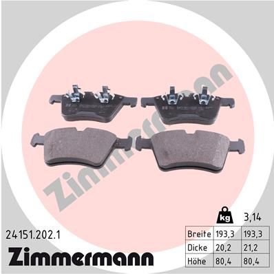 Brake Pad Set, disc brake ZIMMERMANN 24151.202.1