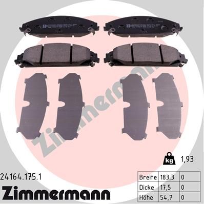 ZIMMERMANN 24164.175.1 Brake Pad Set, disc brake