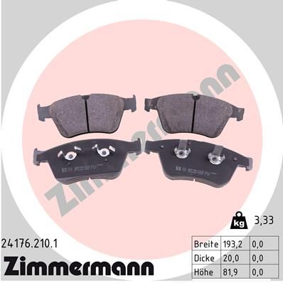 Brake Pad Set, disc brake ZIMMERMANN 24176.210.1