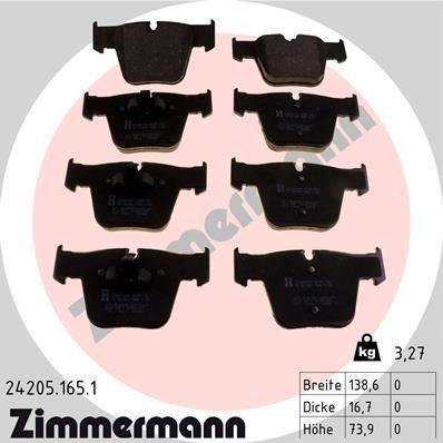 ZIMMERMANN 24205.165.1 Brake Pad Set, disc brake
