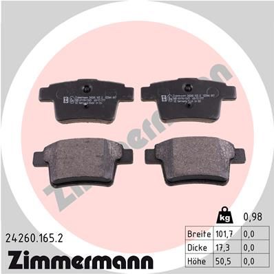ZIMMERMANN 24260.165.2 Brake Pad Set, disc brake