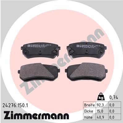 ZIMMERMANN 24276.150.1 Brake Pad Set, disc brake