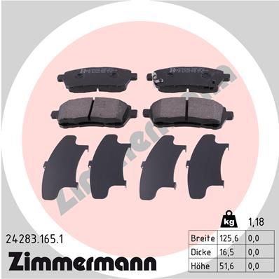 Brake Pad Set, disc brake ZIMMERMANN 24283.165.1