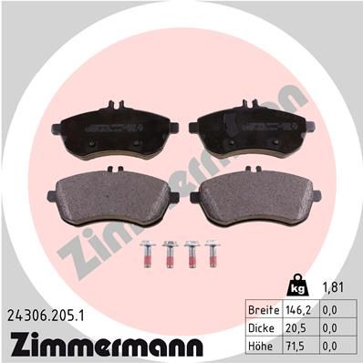 ZIMMERMANN 24306.205.1 Brake Pad Set, disc brake