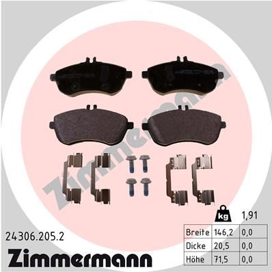 Brake Pad Set, disc brake ZIMMERMANN 24306.205.2