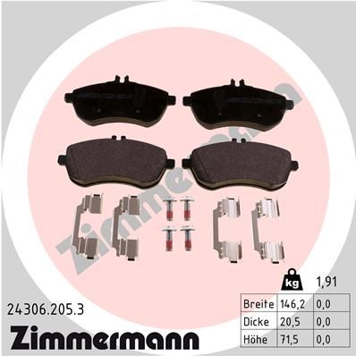ZIMMERMANN 24306.205.3 Brake Pad Set, disc brake