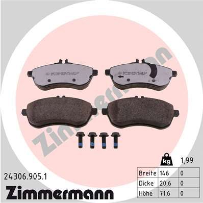 ZIMMERMANN 24306.905.1 Brake Pad Set, disc brake