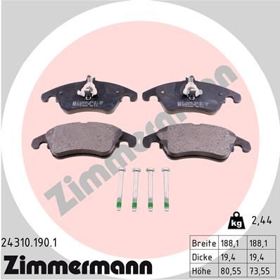 ZIMMERMANN 24310.190.1 Brake Pad Set, disc brake