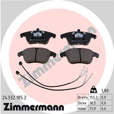 ZIMMERMANN 24332.185.2 Brake Pad Set, disc brake