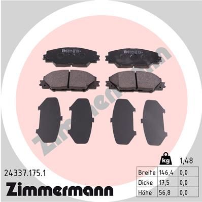 ZIMMERMANN 24337.175.1 Brake Pad Set, disc brake