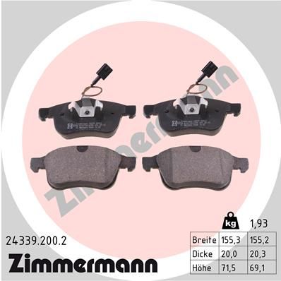 ZIMMERMANN 24339.200.2 Brake Pad Set, disc brake