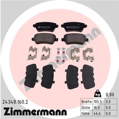 ZIMMERMANN 24348.160.2 Brake Pad Set, disc brake