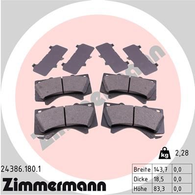 ZIMMERMANN 24386.180.1 Brake Pad Set, disc brake