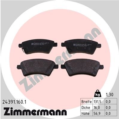 ZIMMERMANN 24391.160.1 Brake Pad Set, disc brake
