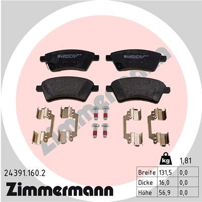 Brake Pad Set, disc brake ZIMMERMANN 24391.160.2