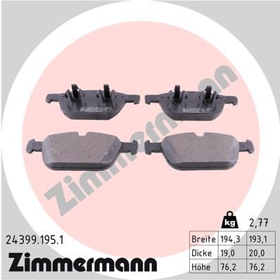 ZIMMERMANN 24399.195.1 Brake Pad Set, disc brake