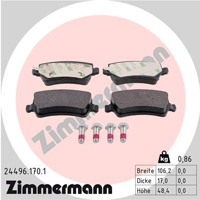 ZIMMERMANN 24496.170.1 Brake Pad Set, disc brake